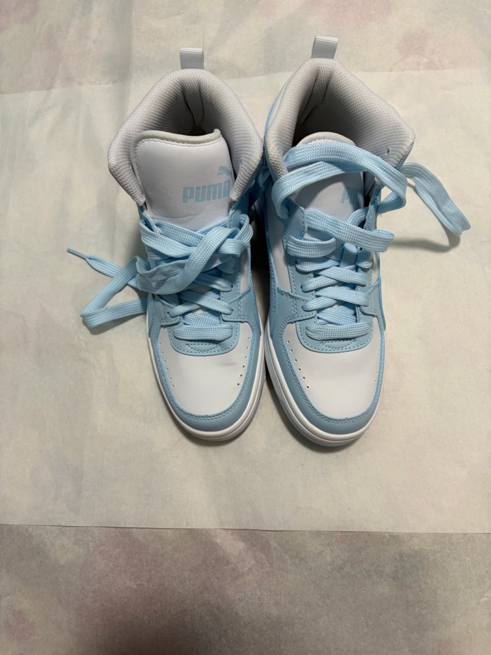 Puma Kids Light Blue and White High Top Sneakers